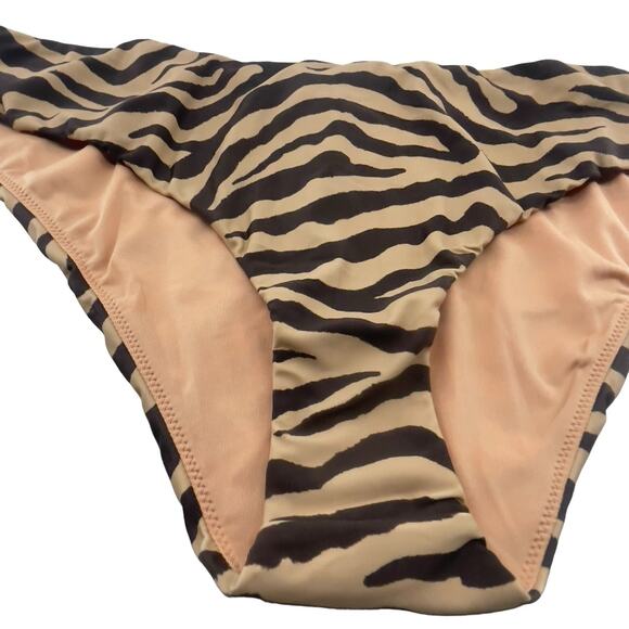J Crew Curved Waist Bikini Bottom Zebra Stripe Cheeky Swim Plus Sz 3X BK547‎ New - Picture 2 of 6